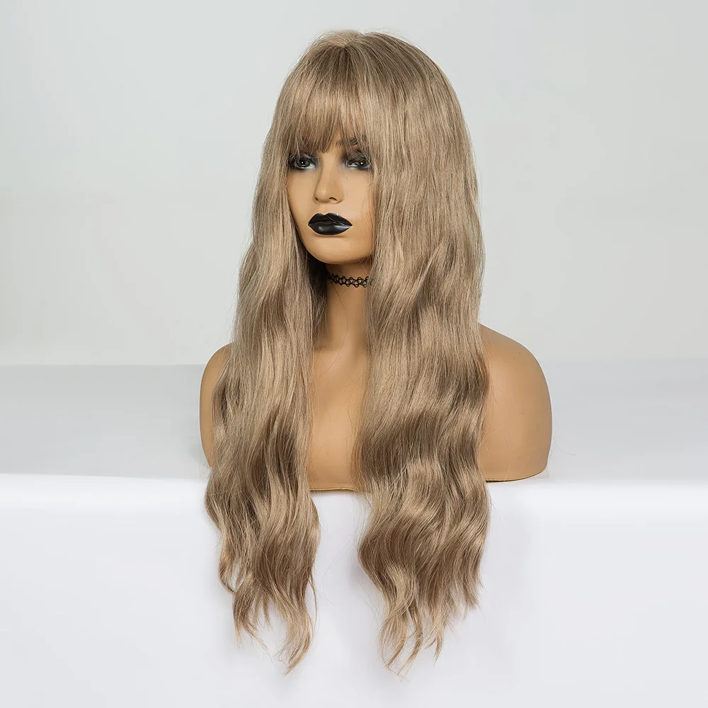 EASIHAIR длинные Ванильные светлые волнистые парики с челкой синтетические бесклеевые парики для черных женщин Косплей парики натуральные волосы парики