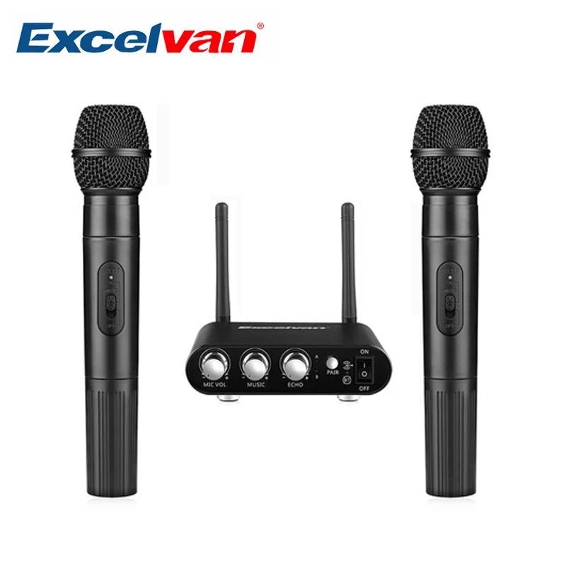 

Excelvan K38 Dual Wireless Microphones With Receiver Box Various Frequency High-End Microphone For Home Entertainment Conference