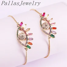 10 шт. золотой цвет, стразы Радуга cz разъем для глаз браслеты, микро Pave CZ глаз Ссылка Шарм ювелирные изделия браслеты