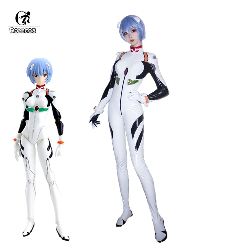 ROLECOS Ainme EVA косплей Ayanami Rei костюм сексуальный белый боди кожаный комбинезон для