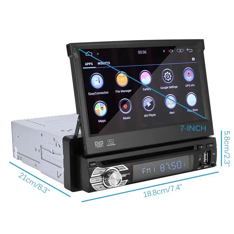 AOZBZ 7 дюймов 1 Din Автомобильный плеер Android 8,0 Автомобильный Радио с DVD gps навигация Стерео Bluetooth USB TF FM BT AUX обратная камера MP5