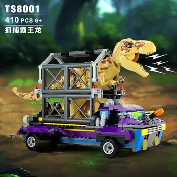 

TS8001 Tyrannosaurus Rex Tracker Jurassic Dinosaur World Hunting Car Bricks Building Block Toys Compatible With Bela 75918