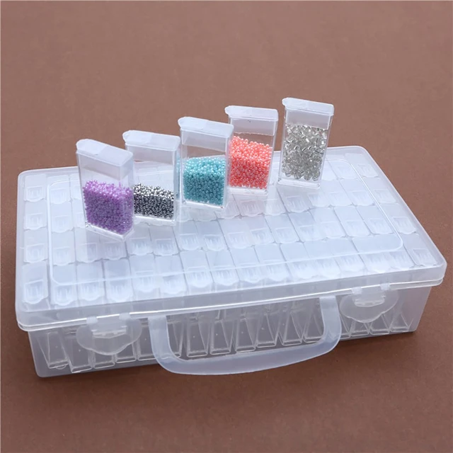 Seed Bead Storage Box, Storage Containers 56 Grids, Plastic Organizer Case,  Embroidery Storage Box, Detachable Pill Box, Clear Bead Container For Nail