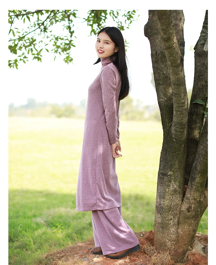 LZJN 2019 Autumn Winter Full Sleeve Women Knitted Turtleneck Sweater Dress Mid-length Female Knit bottoming Shirt Black 4 Colors (24)