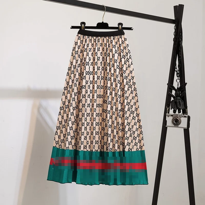 Faldas estampadas plisadas para mujer, Falda de cintura alta elástica con dibujos animados, estilo veraniego, 2021