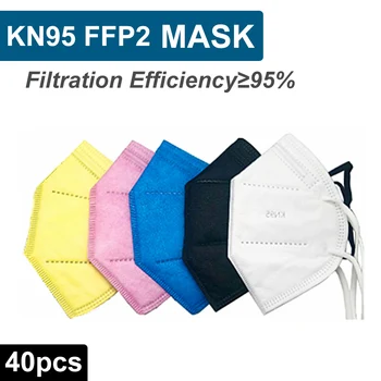 

2020 40pcs FFP2 Masks KN95 Non-woven Earloop Dustproof Anti-fog And Breathable Face Masks Dust Respirator Filter Maske in stock