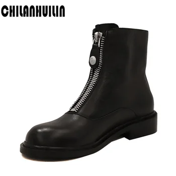

Newest popular high quality genuine leather high heel classic zipper ankle boots round toe fashion sexy winter autumn shoes boot