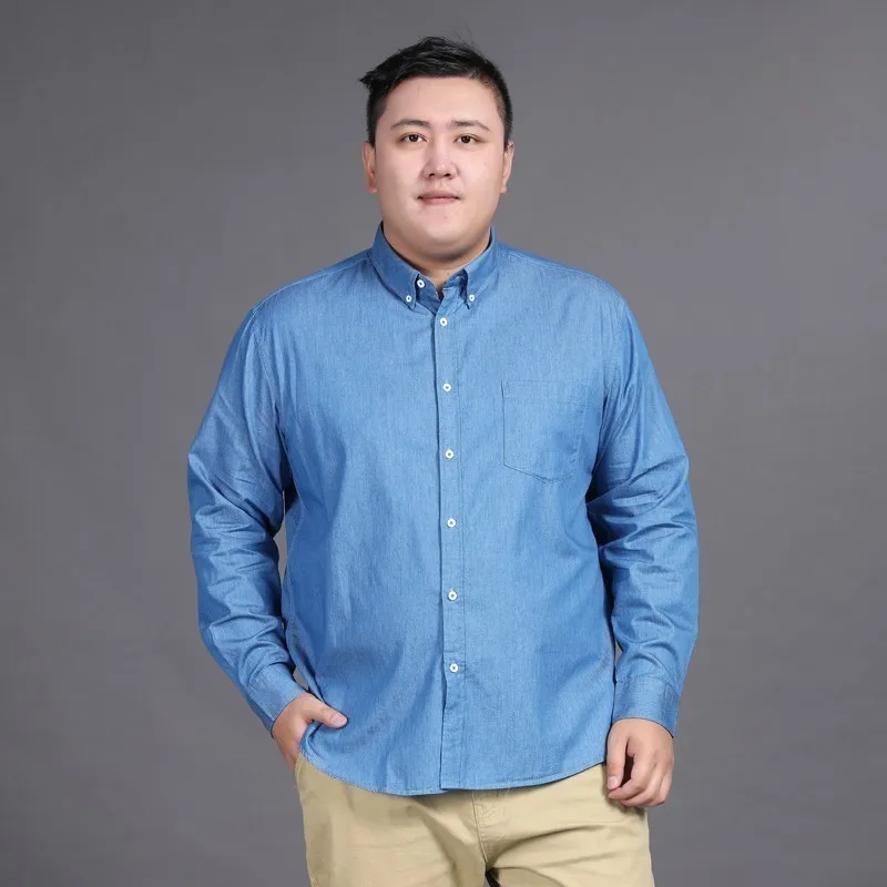 Новый размера плюс 8xl 7xl джинсы для женщин мужские хлопковые рубашки с длинным