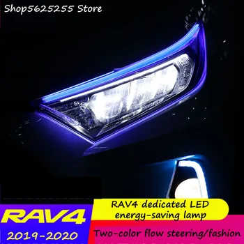 Światła dzienne remont baldachim LED Bicolor turn signal dla Toyota RAV4 RAV-4 2019 2020 niebieski żółty Whtie dekoracji samochodu tanie i dobre opinie Lampa atmosfera 45 cm For Toyota RAV4
