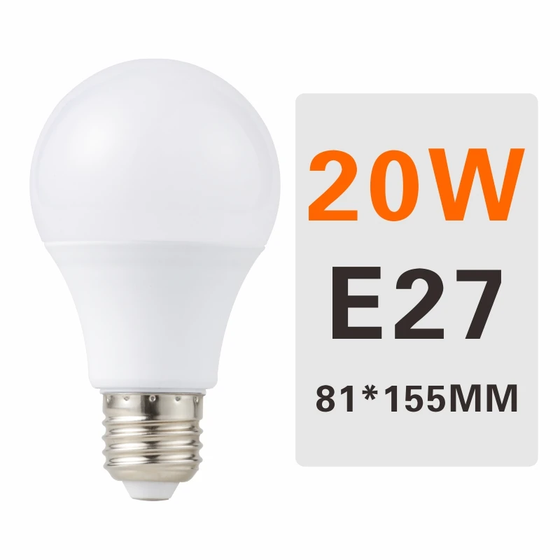 20W E27 10 шт. 220 В светодиодный светильник 6 Вт 9 Вт 12 Вт 15 Вт 18 Вт 20 Вт 24 Вт E27 E14 Светодиодный светильник лампа высокой яркости светодиодный светильник - Испускаемый цвет: 20W E27