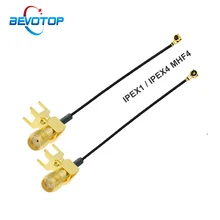 1 pces u. fl ipx ipex1/ipex4 mhf4 fêmea a RP-SMA/sma fêmea 4 pinos ângulo direito pwb trança cabo de extensão antena wifi jumper