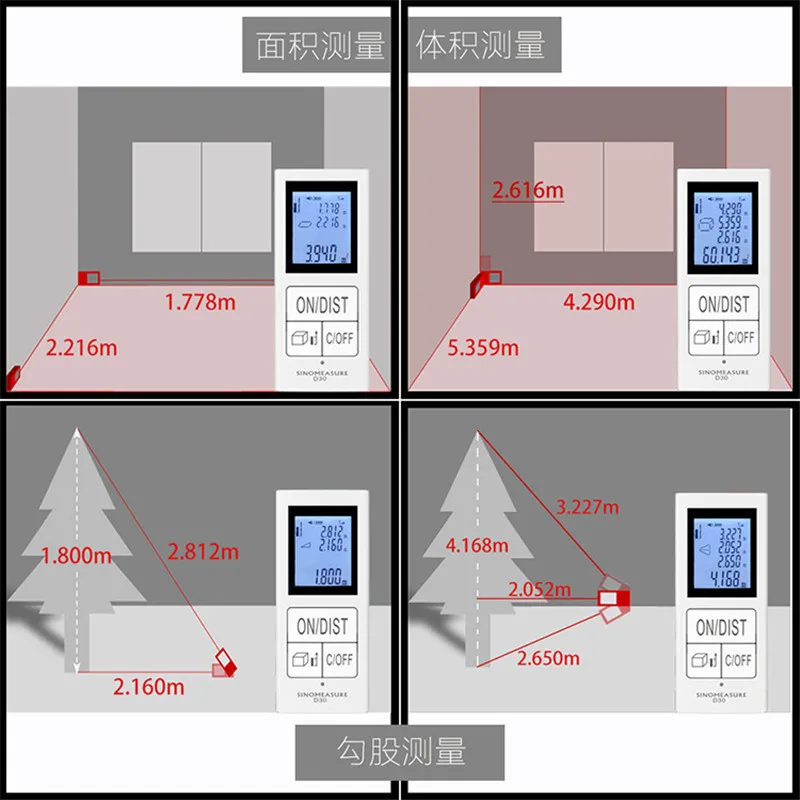 98 футов/30 м Мини цифровой лазерный дальномер перезаряжаемый инструмент для домашнего использования 0,03-30 м дальномер USB