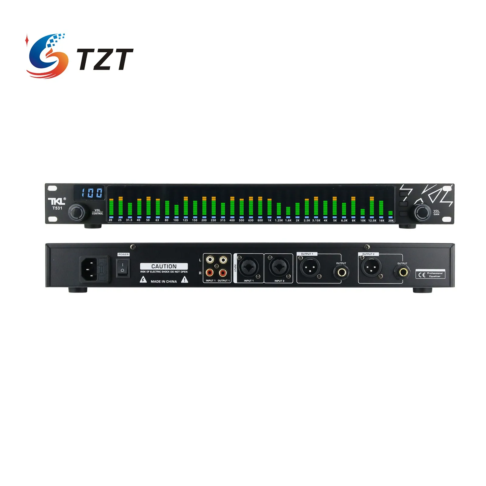 

Цифровой эквалайзер TZT TKL T531, эквалайзер с функцией шумоподавления и спектра, 31 диапазон, для выступлений на сцене KTV