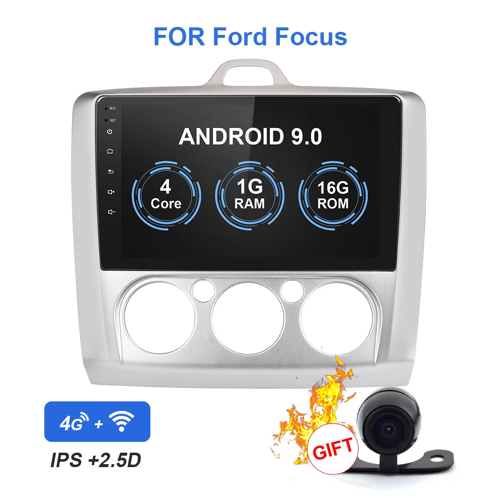 Автомобильный мультимедийный dvd-плеер для Ford Focus 2 MK2 2Din Android 9,0 Авторадио с навигацией gps стерео магнитола - Цвет: 1G RAM  16 ROM