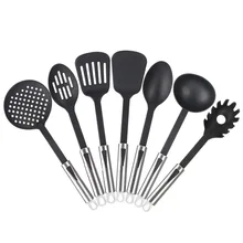 Нейлон из нержавеющей стали набор кухонных принадлежностей из 7 предметов антипригарный горшок для приготовления дуршлаг лопатка набор