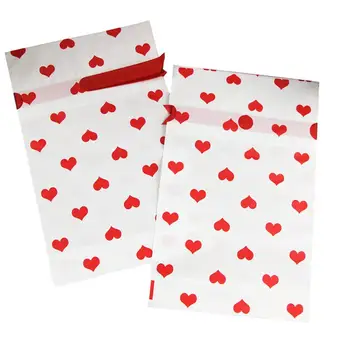 

50pcs Valentine's Day Heart Drawstring Bag with Ribbon Snack Cookie Candy Bags Birthday Party Wedding Decoration Gift