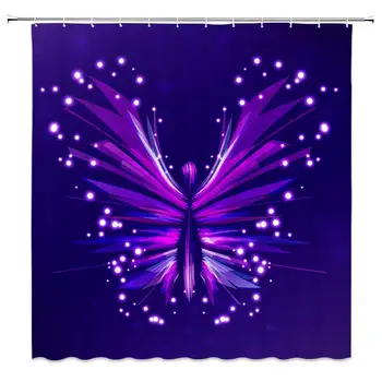 

Butterfly Shower Curtain Decor Purple Butterfly Romance Romantic Love Bathroom Curtain Polyester Fabric Machine Washable with