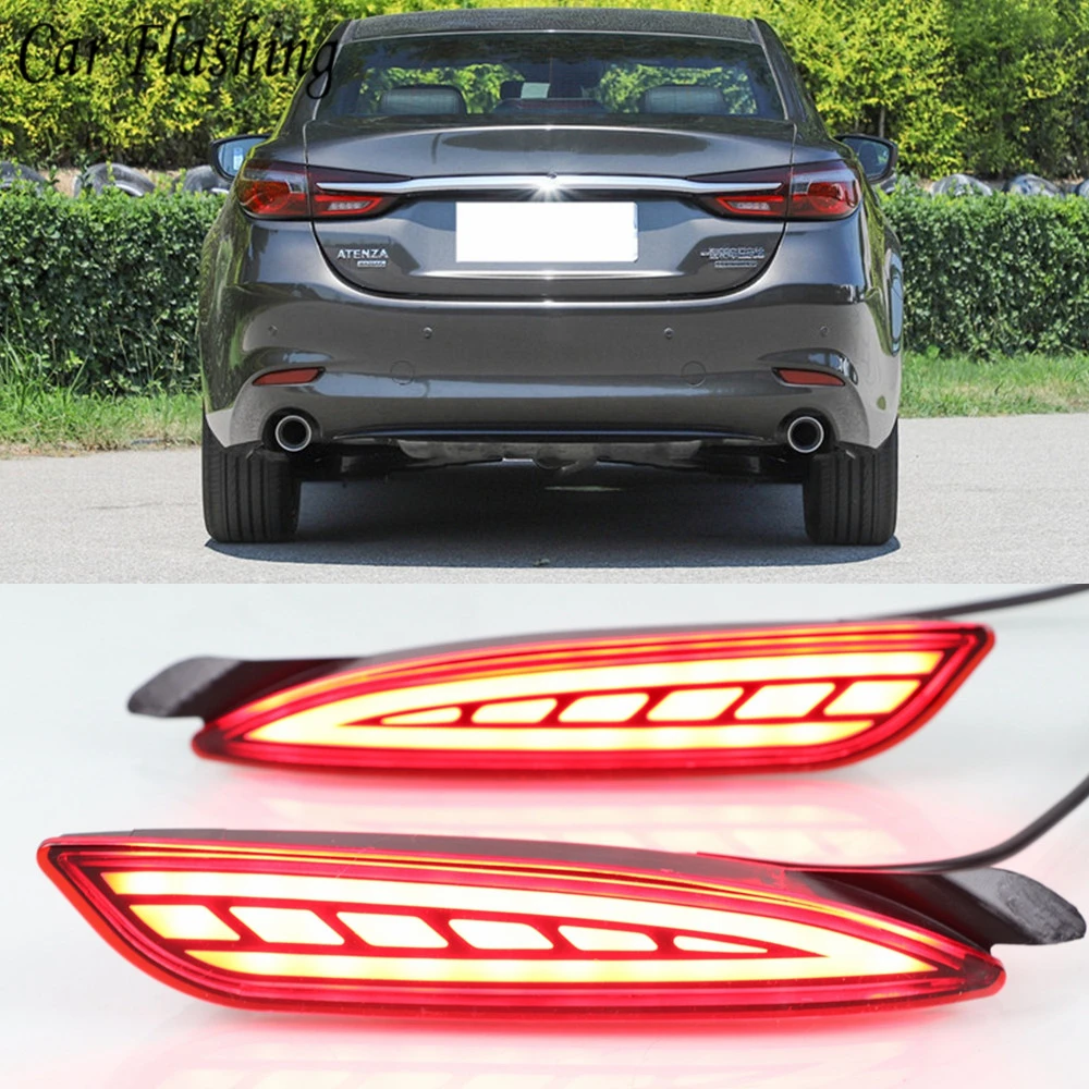 

2PCS Car LED Rear Fog Lamp Brake Light Dynamic Turn Signal Light Bumper Lamp For Mazda 6 Mazda6 Atenza 2019 2020