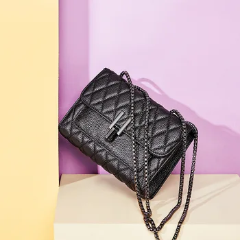 

Fashion Genuine Leather Women Bags High Quality Small Flap Woman Shoulder Bag Chains Bag Girls Crossbody Messenger Bags Leather