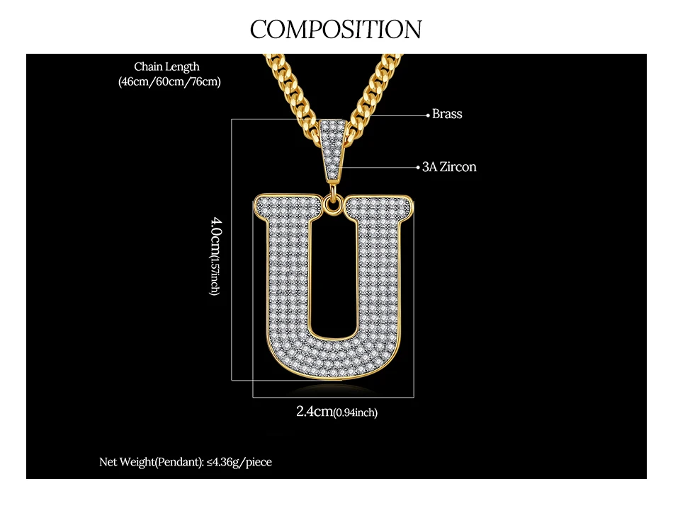 JINSE, инициалы, A-Z, Bubble Letter Pendan, ожерелье, на заказ, имя, буква, Шарм для мужчин и женщин, Iced CZ, хип-хоп ювелирные изделия, кубинская цепь