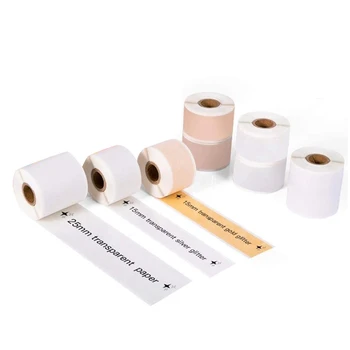 

8 Rolls Adhesive Thermal Paper for M02S Printer, Transparent/Gold Glitter/Silver Glitter Sticker Paper