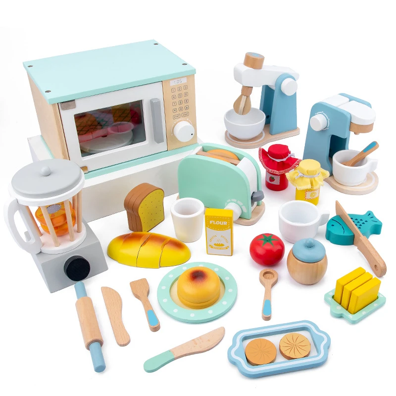Wooden Kitchen Toys Kids Early Learning Toy Girls Pretend Play Kitchen Items Set Coffee Machine Blender Juicer Toys For Children Kitchen Toys Aliexpress