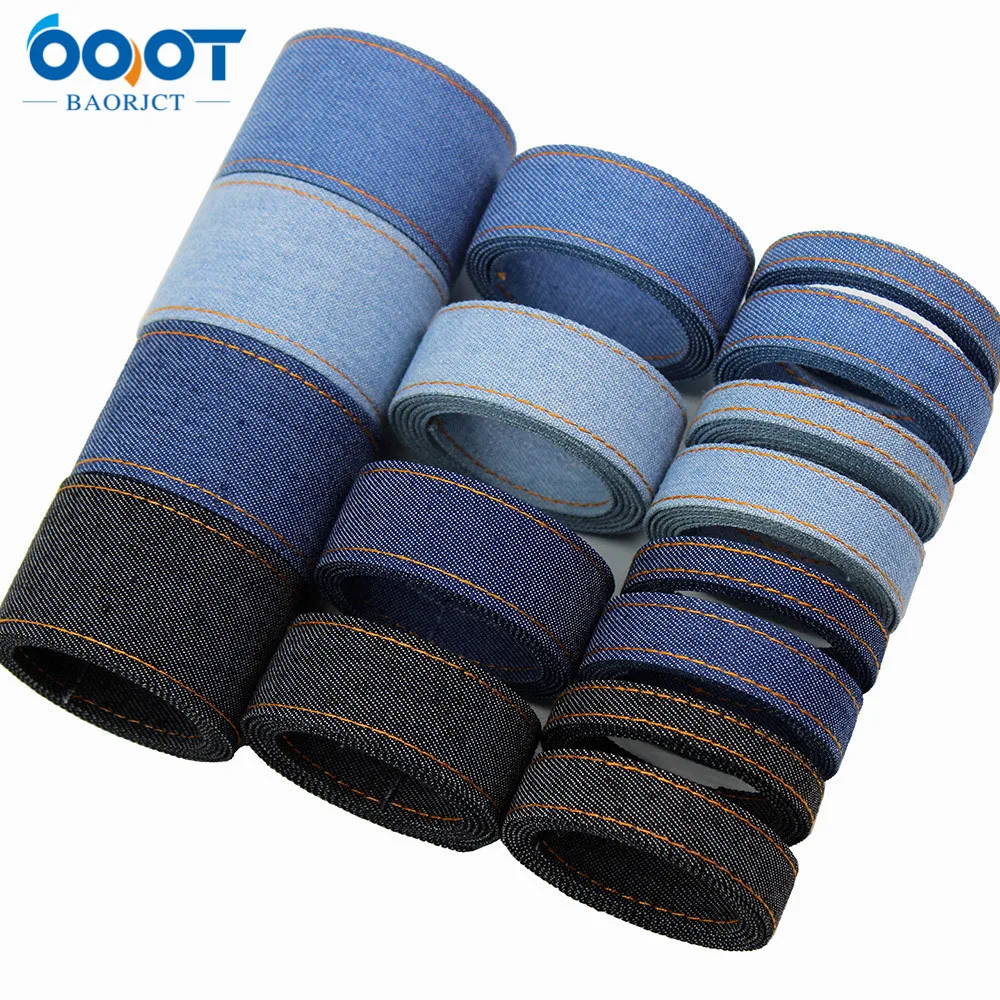 Stitch Denim Ribbon Fabric Craft Supplies 5Yards 3/8'' 1'' 1-1/2" For DIY Crafts Hairclip