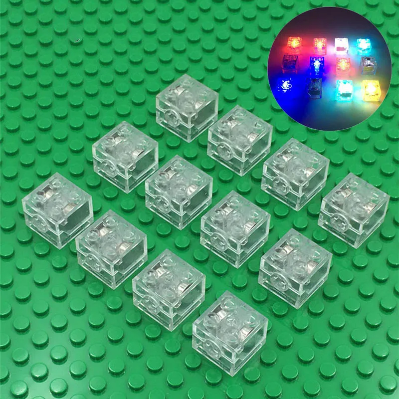 

20Pcs/Lot DIY Bricks 2X2 Building Blocks Colorful LED Light-emitting Baby Compatible with legoes 3003 Bricks Funny Toys for Kids