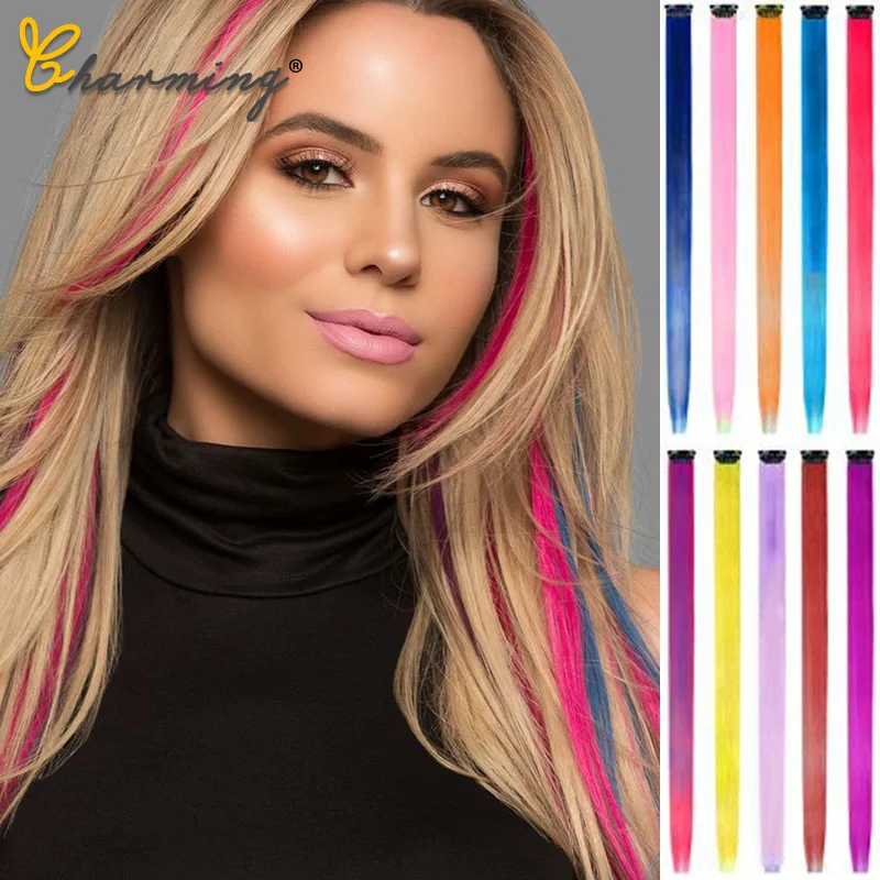 Очаровательные длинные прямые накладные волосы на клипсе 18 дюймов синтетические