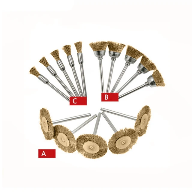 Brass Brush Wire Shank Electric Tool Steel Wire Wheel Brushes Cup Rust Accessories Rotary Tool for Engraver Abrasive Materials 15PCS-2