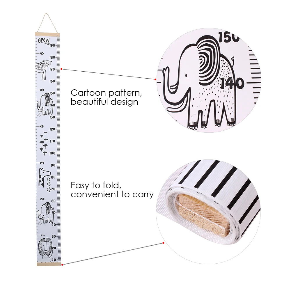 78,7x8,3 дюйма детские Ростомер, холщовые Мультяшные узоры, рост ребенка, вручая Съемная линейка стены для детей, измерение роста