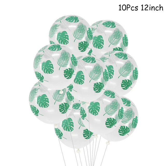 Hawaiian Party Decorations Palm Leaves Bunting Banner Luau Flamingo Summer Tropical Party Decoration Jungle Safari Party Ballons 10pcs balloon set1
