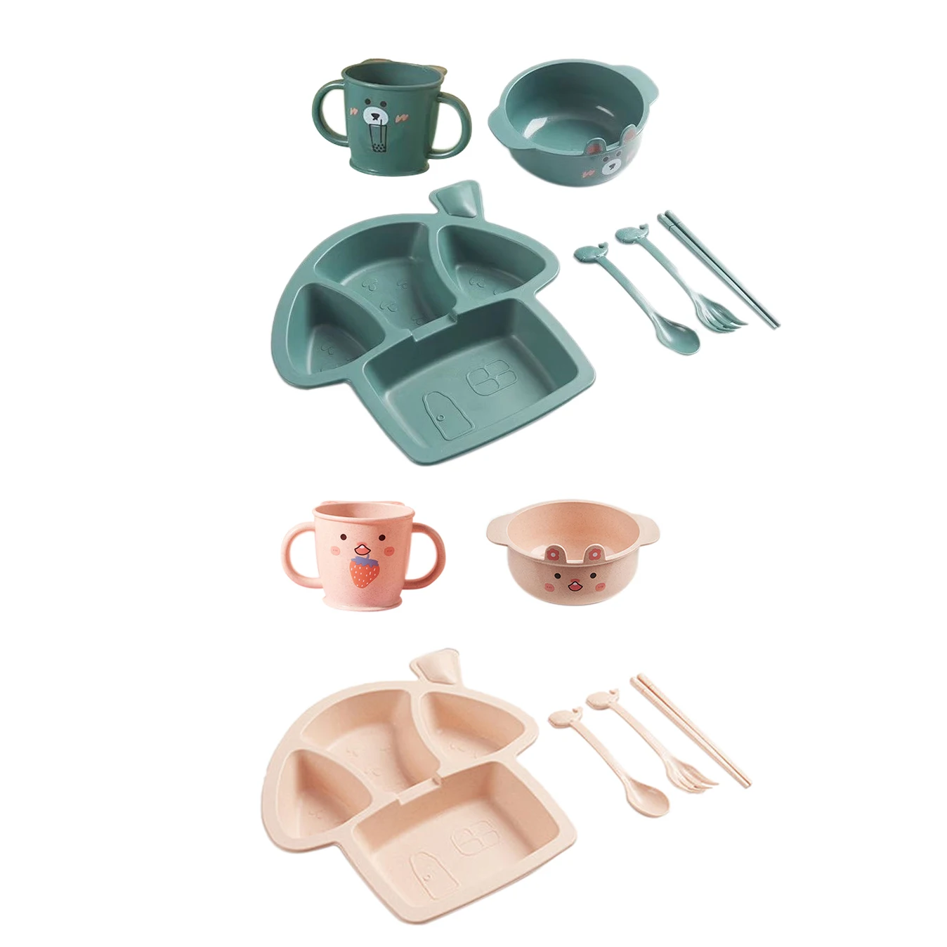 

6 Pcs Baby Tableware Set Baby Mushroom Bowl with Cup Utensils Food