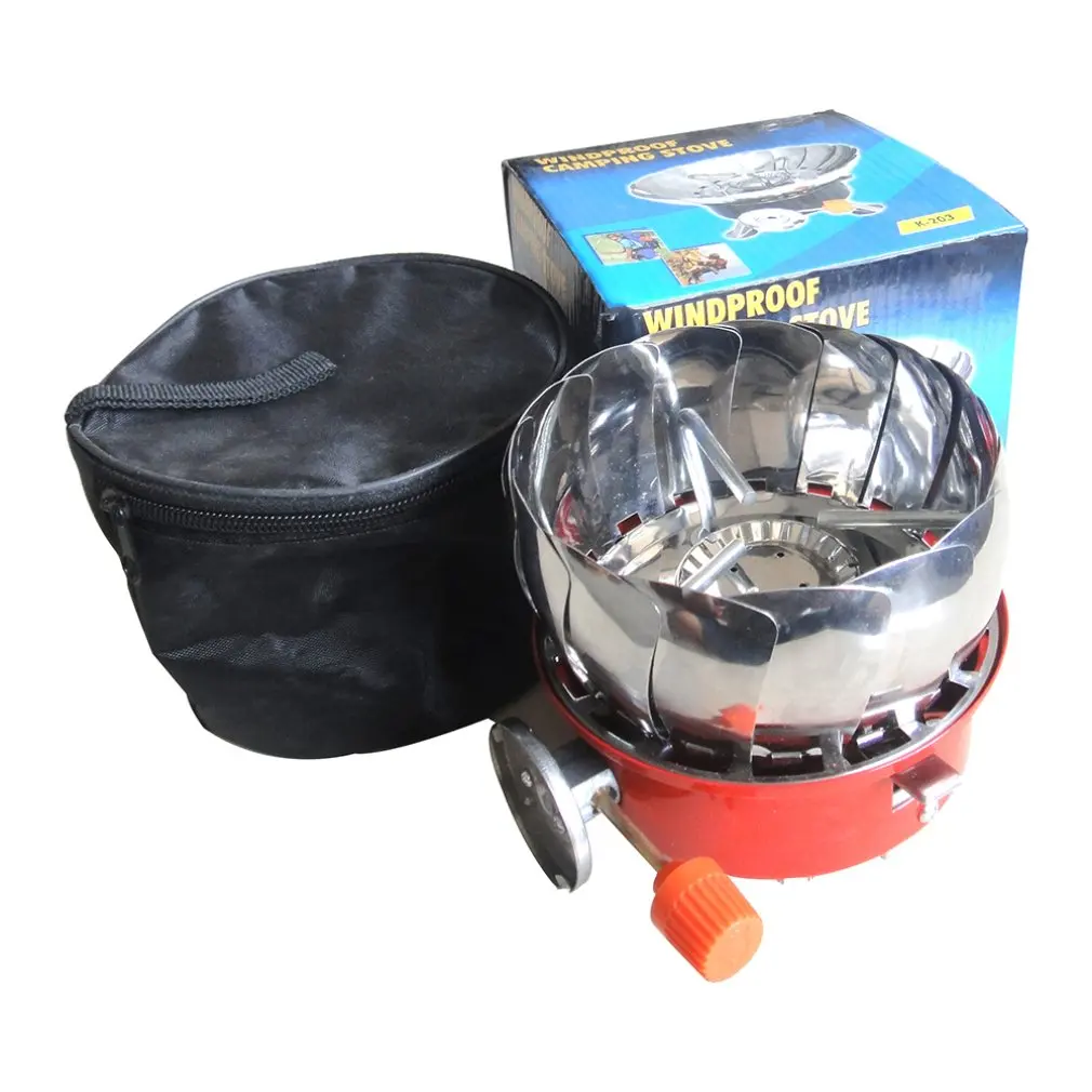 

Mini folding outdoor buckle long gas tank lotus stove camping stove pocket picnic cooking gas stove K-203