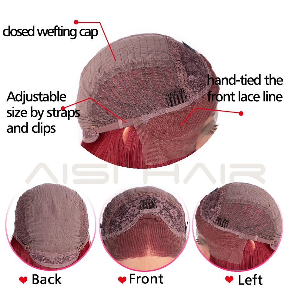 AISI волосы красный парик фронта шнурка Длинные прямые синтетические парики для черных женщин термостойкие волокна натуральные парики