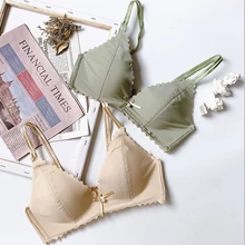 GUMPRUN Sexy Backles Wire Free Bra For Women Seamless Gather Bralette Thin Underwear Womens Elegant Bow Breathable Triangle Bras