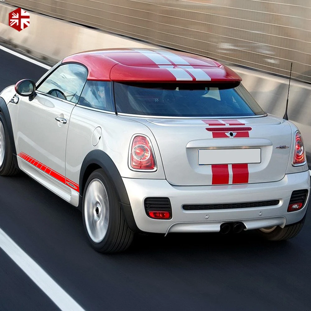 Для MINI Coupe R58 Cooper S JCW аксессуары капот автомобиля крышка двигателя багажника комплект задней части кузова наклейка боковые полосы стикер на автомобильную юбку