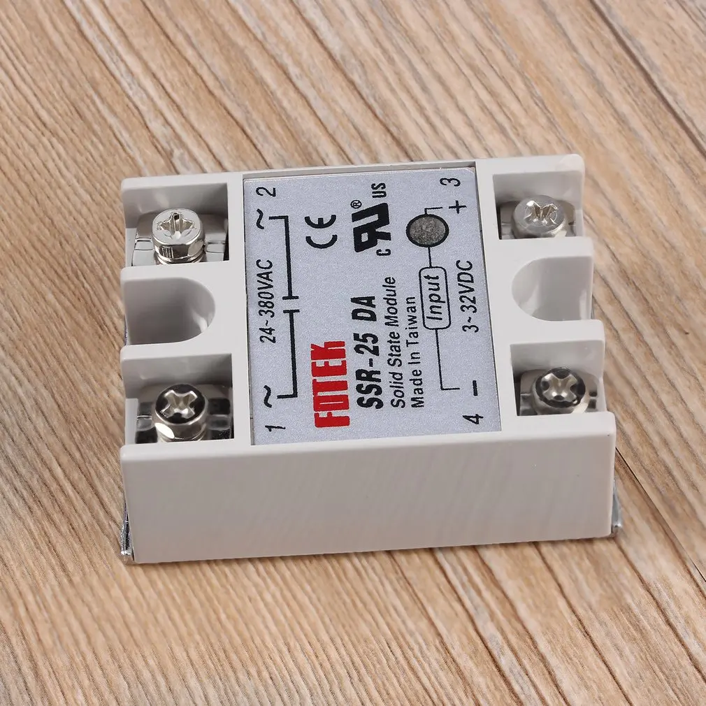Твердотельный релейный модуль SSR-25DA 25A/250 V 3-32V DC вход 24-380VAC выход