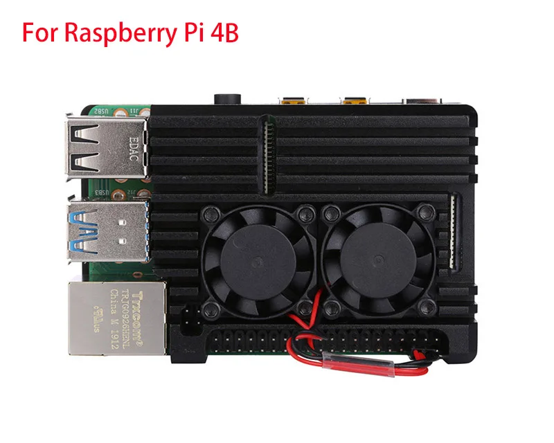 Для Raspberry Pi 4 Модель B 3B B + корпус из алюминиевого сплава с двойным охлаждающим вентилятором теплоотвод металлический корпус для Raspberry Pi 4B Shell