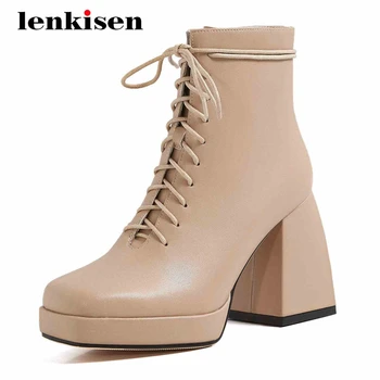 Lenkisenファッションブーツ本革ストリートプラットフォーム超高ヒールレースアップナイトクラブ熟女アンクルブーツl81 Leather Bag Lenkisenファッションブーツ本革ストリートプラットフォーム超高ヒールレースアップナイトクラブ熟女アンクルブーツl81 Leather Bag