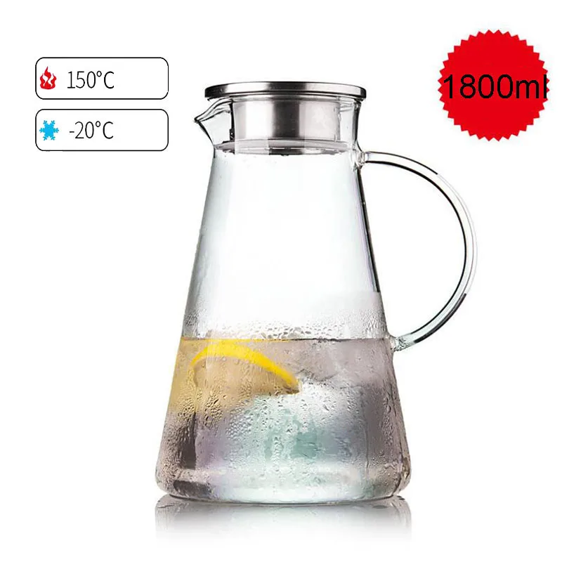 NHBR-1800Ml Высокая боросиликатная стеклянная бутылка для холодной воды термостойкая стеклянная бутылка для воды большая емкость сока