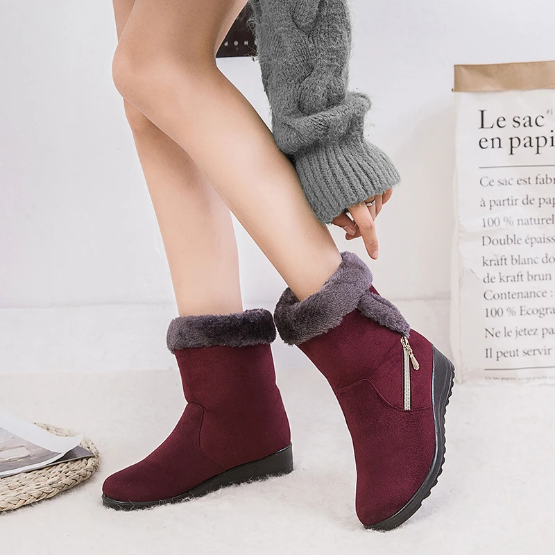 

botines mujer 2019 winter boots for women warm plush snow boots women's shoes with zipper winter boots for shoes woman
