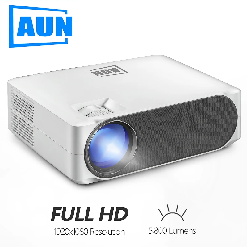 AUN Full HD Projector AKEY6,1920x1080P,5800 Lumens,Multimedia system,LED MINI Projector For Home Cinema, Newest 3D Video Beamer