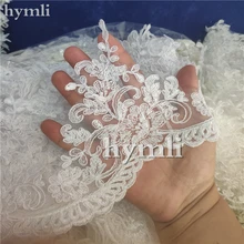 Длинная Соборная вуаль с кружевом, свадебная вуаль цвета слоновой кости, часовая вуаль, 1 слой вуали, ресницы, кружевная отделка, свадебная вуаль