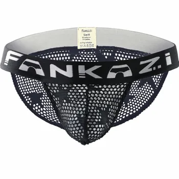 

Brand sexy underwear men briefs man gay underpants Sheer mesh transparent sexy men shorts size XL