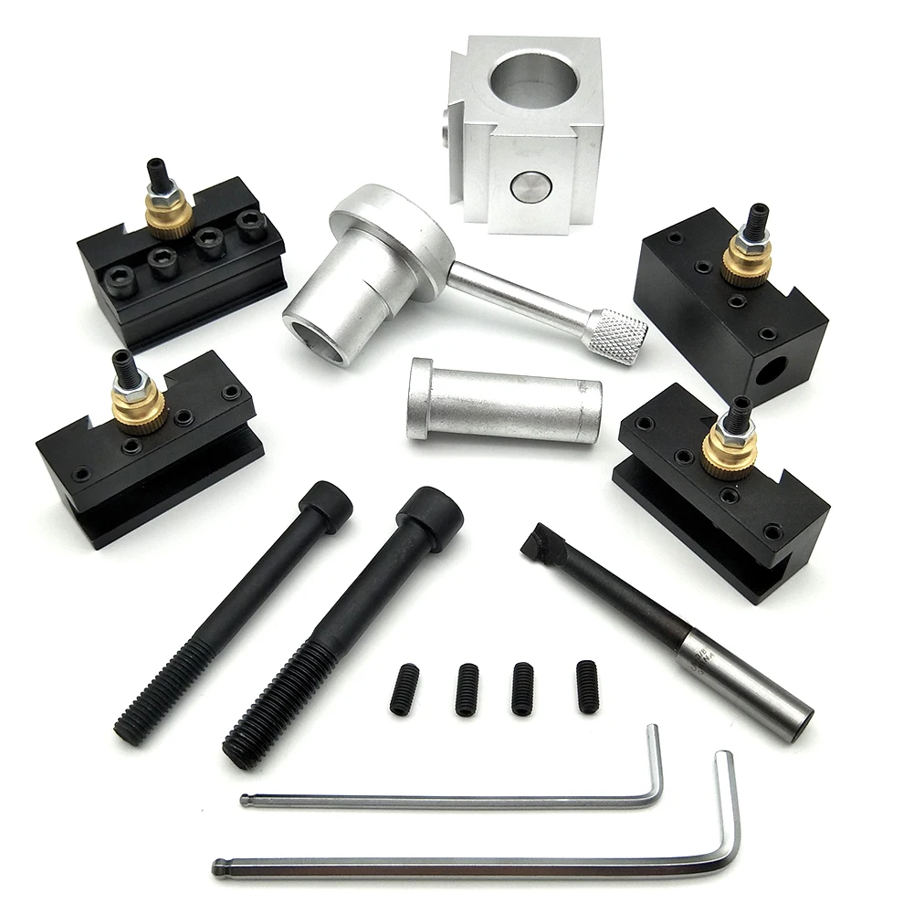 Aluminum Wrench Mini Holder Turning Facing Stand Quick Change Lathe Multifid Tool Post Set Cutter Boring Bar American Tooling