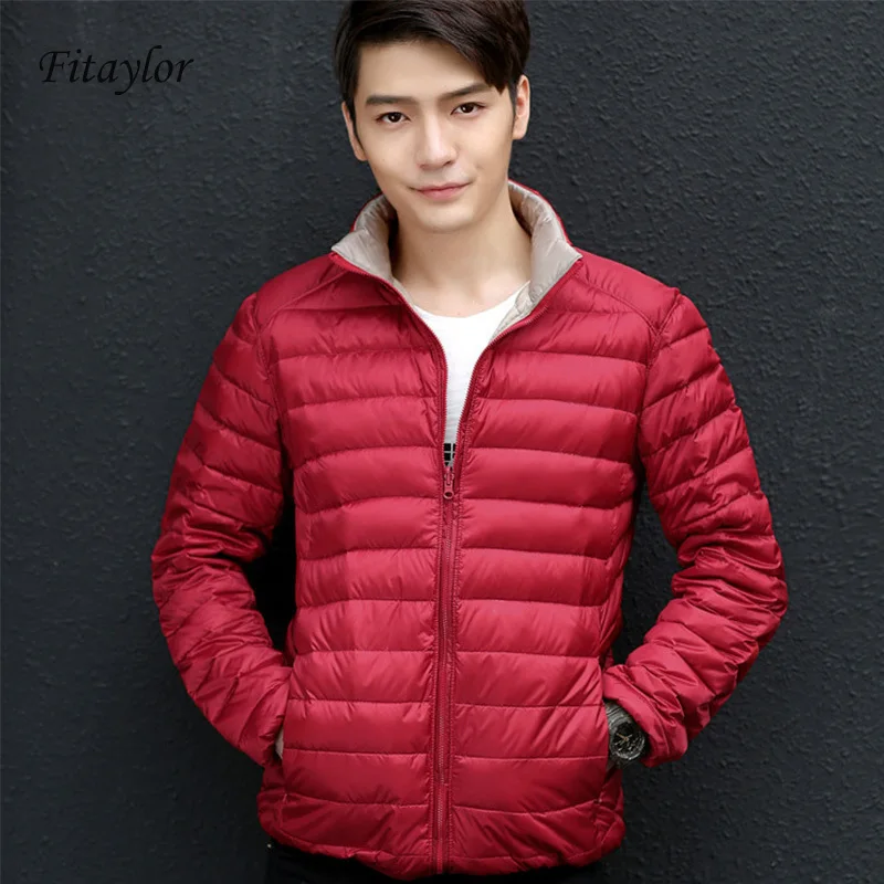 

New Ultra Light Duck Down Jacket Men Feather Man Winter Double Side Reversible Parka Coats Plus Size 3XL Thin Warm Overcoat