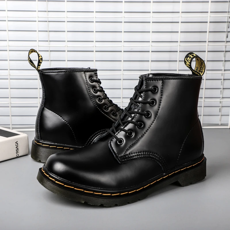 

Women Martin Leather shoes High Top Fashion Winter Warm Snow shoes Dr. Motorcycle Ankle Boots Couple Unisex Doc boots 38-46