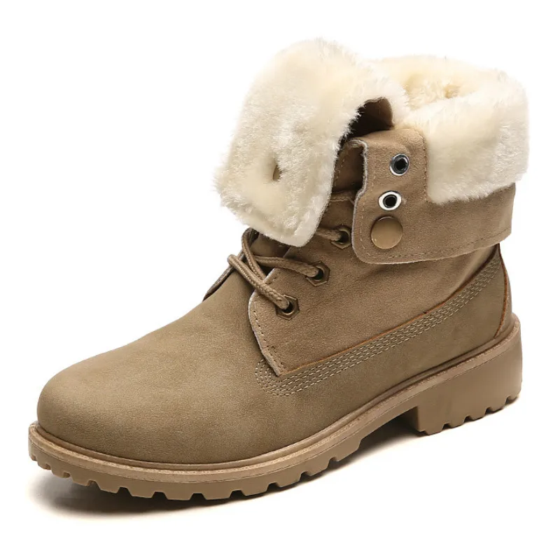 

Fashion Designer Women Snow Boots Flat Platform Furry Ankle Martin Boots Warm Miltary Combat Booties Ladies Shoes Botasmujer RX7