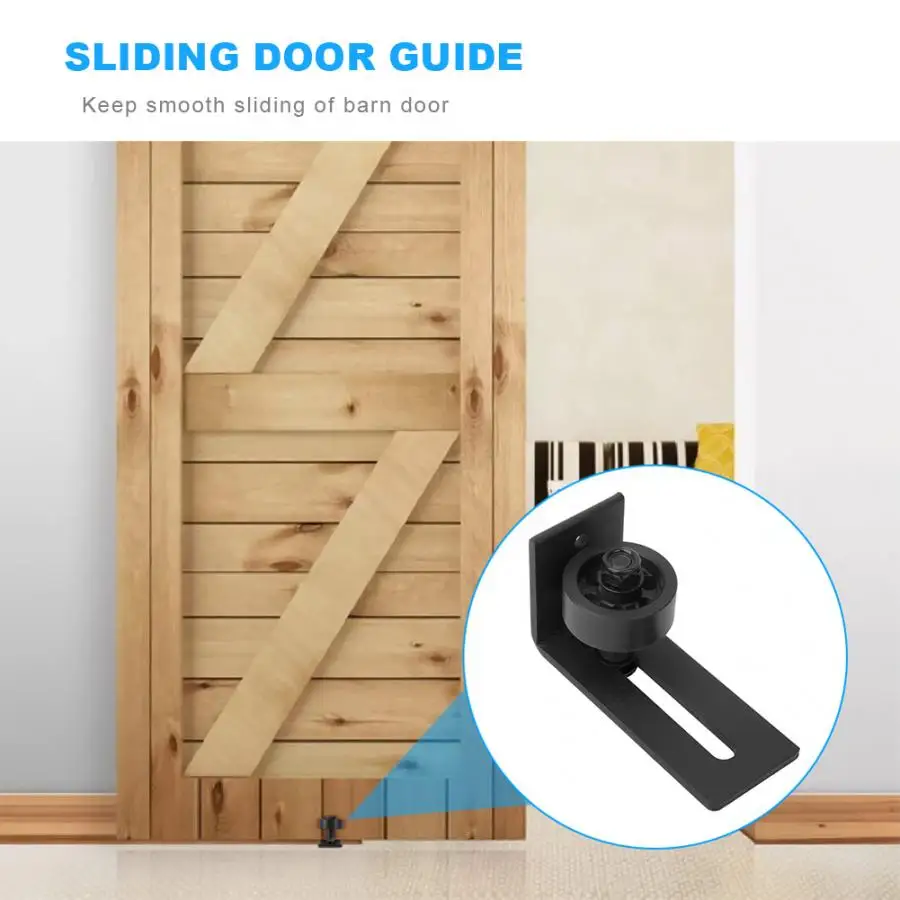 

Sliding Barn Door Bottom Adjustable Single Roller Guide Wall Mount Hardware Black mechanism furniture schuifdeur systeem